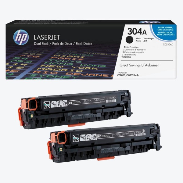 HP CC530AD / 304A Toner Black (2er Pack)