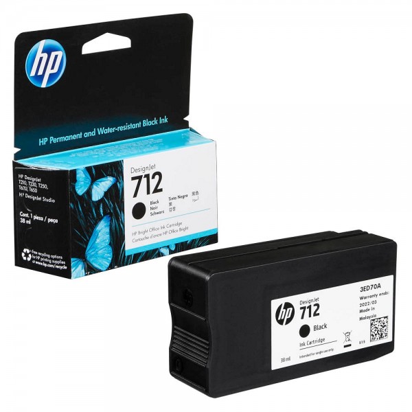 HP 712 / 3ED70A Tinte Black