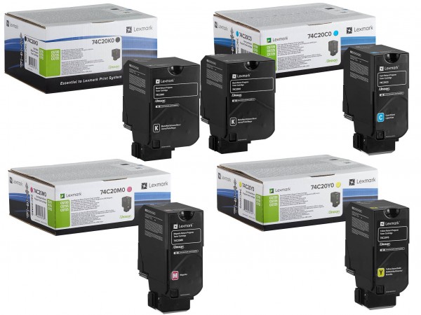 Lexmark 74C20K0 74C20C0 74C20M0 74C20Y0 Toner Multipack CMYK (5er Set)