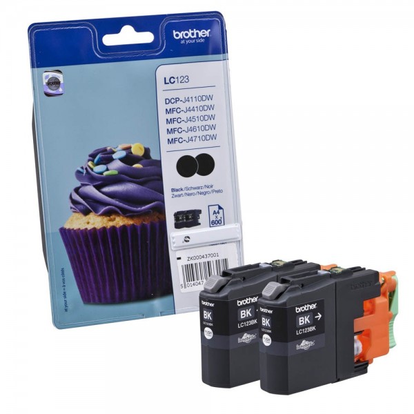 Brother LC-123BKBP2DR Tinte Black (2er Pack)
