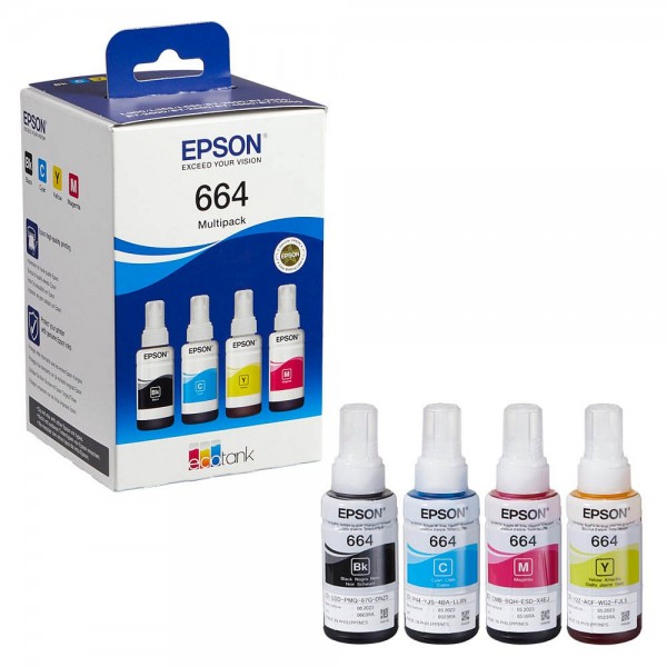 Epson T6646 / C13T664640 Nachfüll-Tinte Multipack CMYK (4er Set) 280 ml