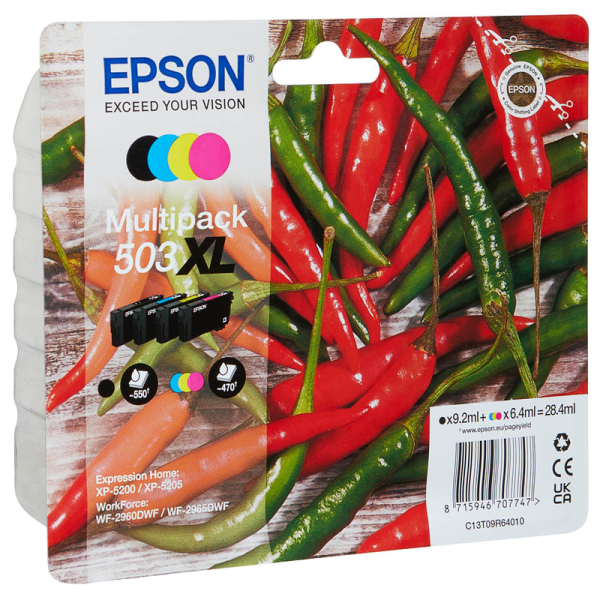 Epson C13T09R64010 / 503XL Druckerpatronen schwarz, cyan, magenta, gelb 4er-Set