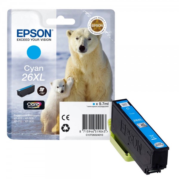 Epson 26 XL / C13T26324012 Tinte Cyan