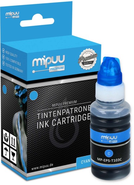 Mipuu Tinte ersetzt Epson 103 / C13T00S24A Nachfüll-Tinte Cyan 70 ml