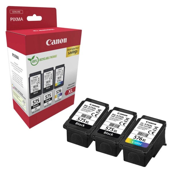 Canon 5437C004 / PG-575XLx2/CL-576XL schwarz, color Druckköpfe, 3er-Set
