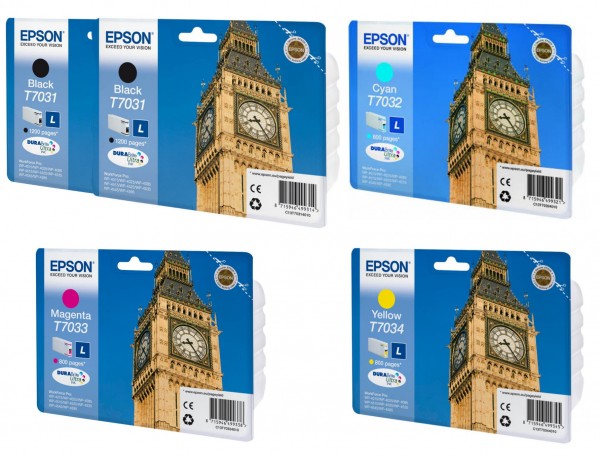 Epson T7031L T7032L T7033L T7034L Tinten Multipack CMYK (5er Set)