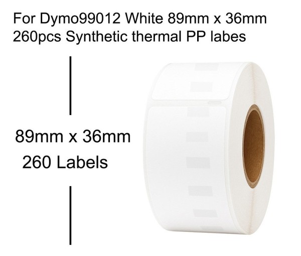 Kompatibel zu Dymo 99012 / S0722400 Thermische PP-Etiketten aus Kunststoff weiss