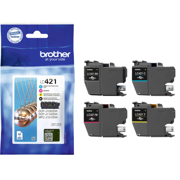 Brother LC-421VAL Druckerpatronen schwarz, cyan, magenta, gelb 4er-Set