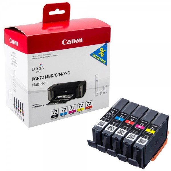 Canon PGI-72 / 6402B009 Tinten Multipack MBK/C/M/Y/R (5er Set)
