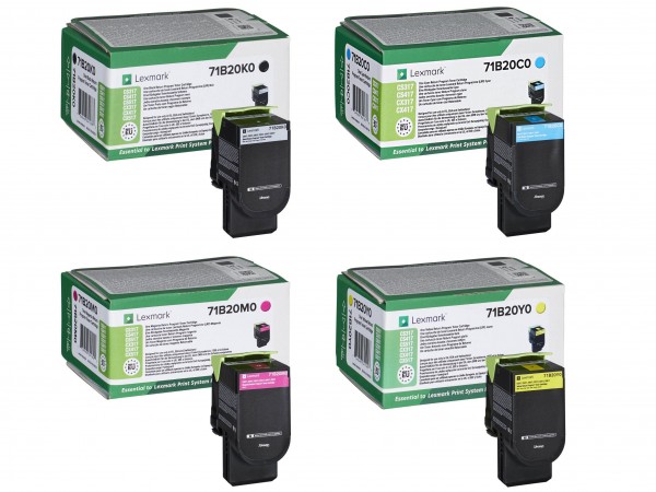 Lexmark 71B20K0 71B20C0 71B20M0 71B20Y0 Toner Multipack CMYK (4er Set)