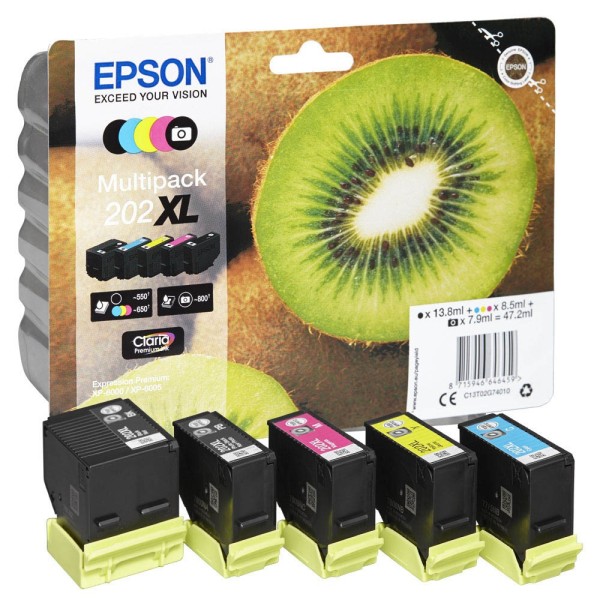 Epson 202 XL / C13T02G74010 Tinten Multipack CMYK (5er Set)