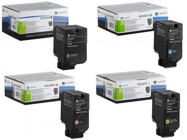 Lexmark 74C20K0 74C20C0 74C20M0 74C20Y0 Toner Multipack CMYK (4er Set)