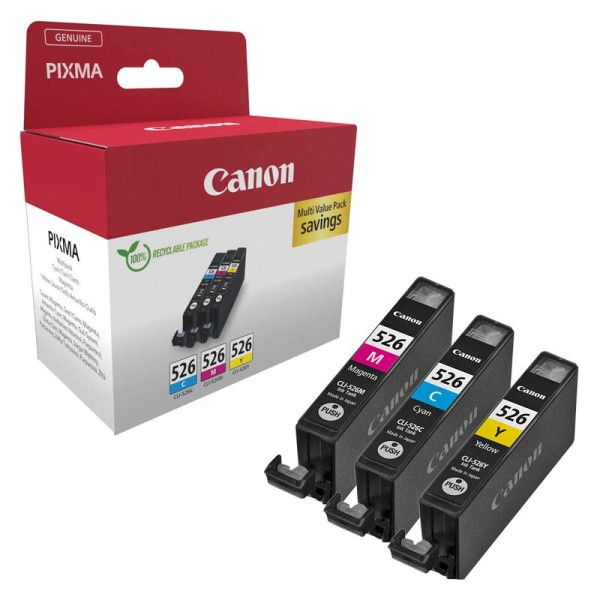 Canon 4541B018 / CLI-526 C/M/Y cyan, magenta, gelb Druckerpatronen, 3er-Set