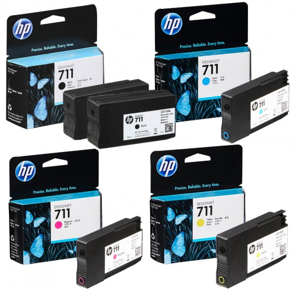 HP 711 / CZ129A CZ130A CZ131A CZ132A Tinten Multipack CMYK (5er Set)