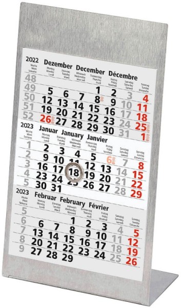 Tischkalender 2022 / 2023, silber matt (10,5 x 23,0 cm)