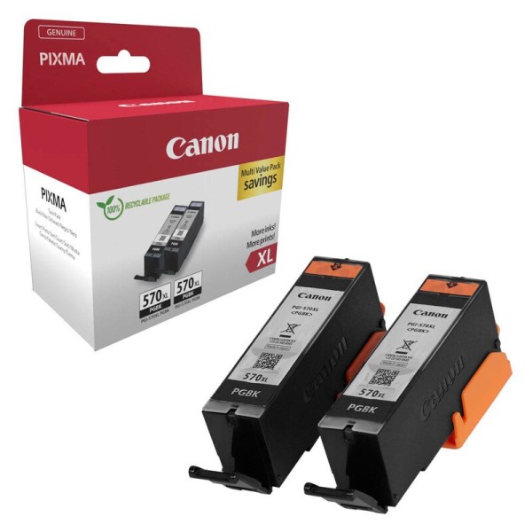 Canon 0318C010 / PGI-570 XL PGBK Twinpack schwarz Druckerpatronen, 2er-Set