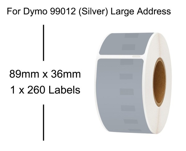 Kompatibel zu Dymo 99012 / S0722400 Etiketten silber